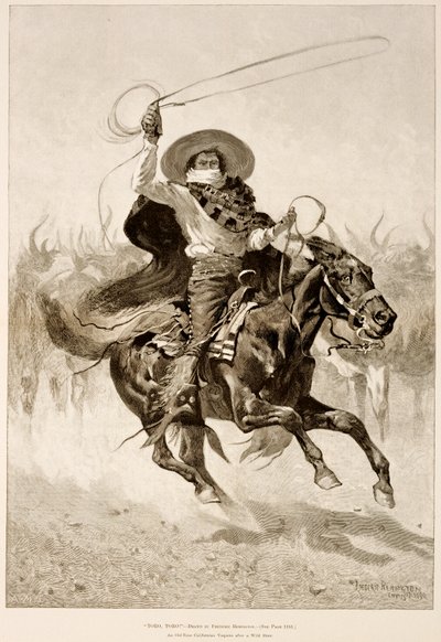 Toro, Toro!, an Old-Time Californian Vaquero After a Wild Steer by Frederic Remington